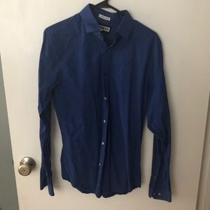 Express Blue Polka Dot Button-up